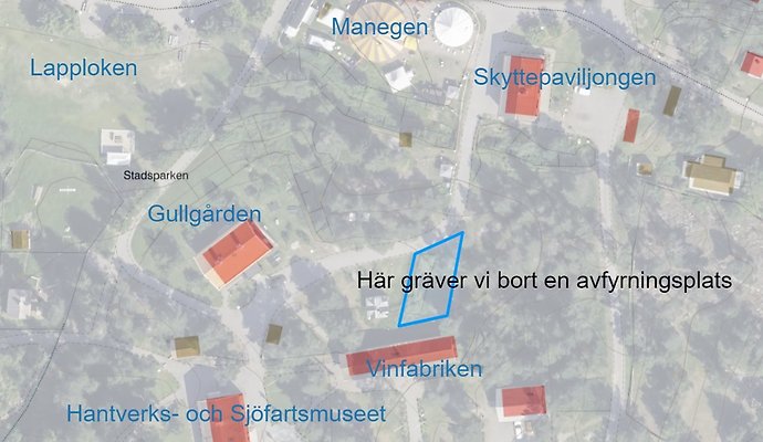 Kartbilden visar var på området vi arbetar under
perioden 4 – 17 maj. Foto: Sundsvalls kommun. 